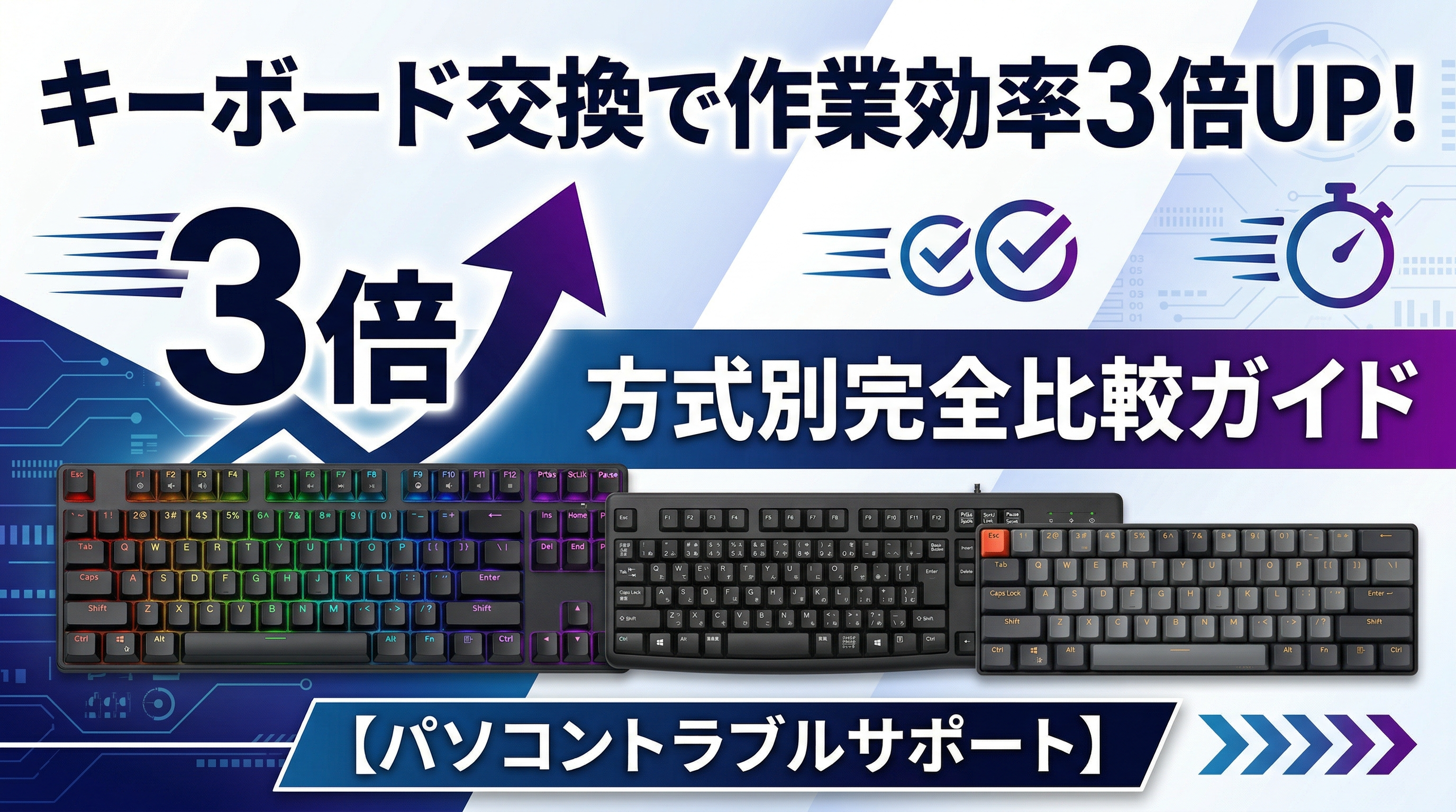 キーボード交換で作業効率3倍UP！方式別完全比較ガイド【パソコントラブルサポート】