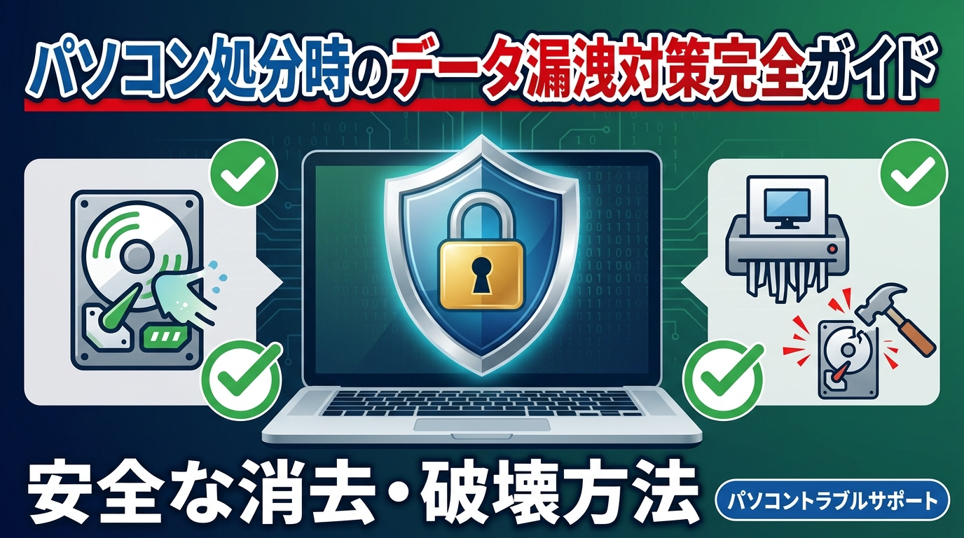 パソコン処分時のデータ漏洩対策完全ガイド｜安全な消去・破壊方法【パソコントラブルサポート】