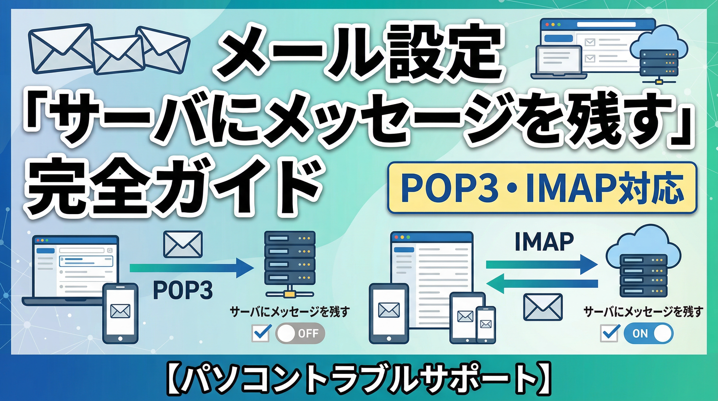 メール設定「サーバにメッセージを残す」完全ガイド｜POP3・IMAP対応【パソコントラブルサポート】