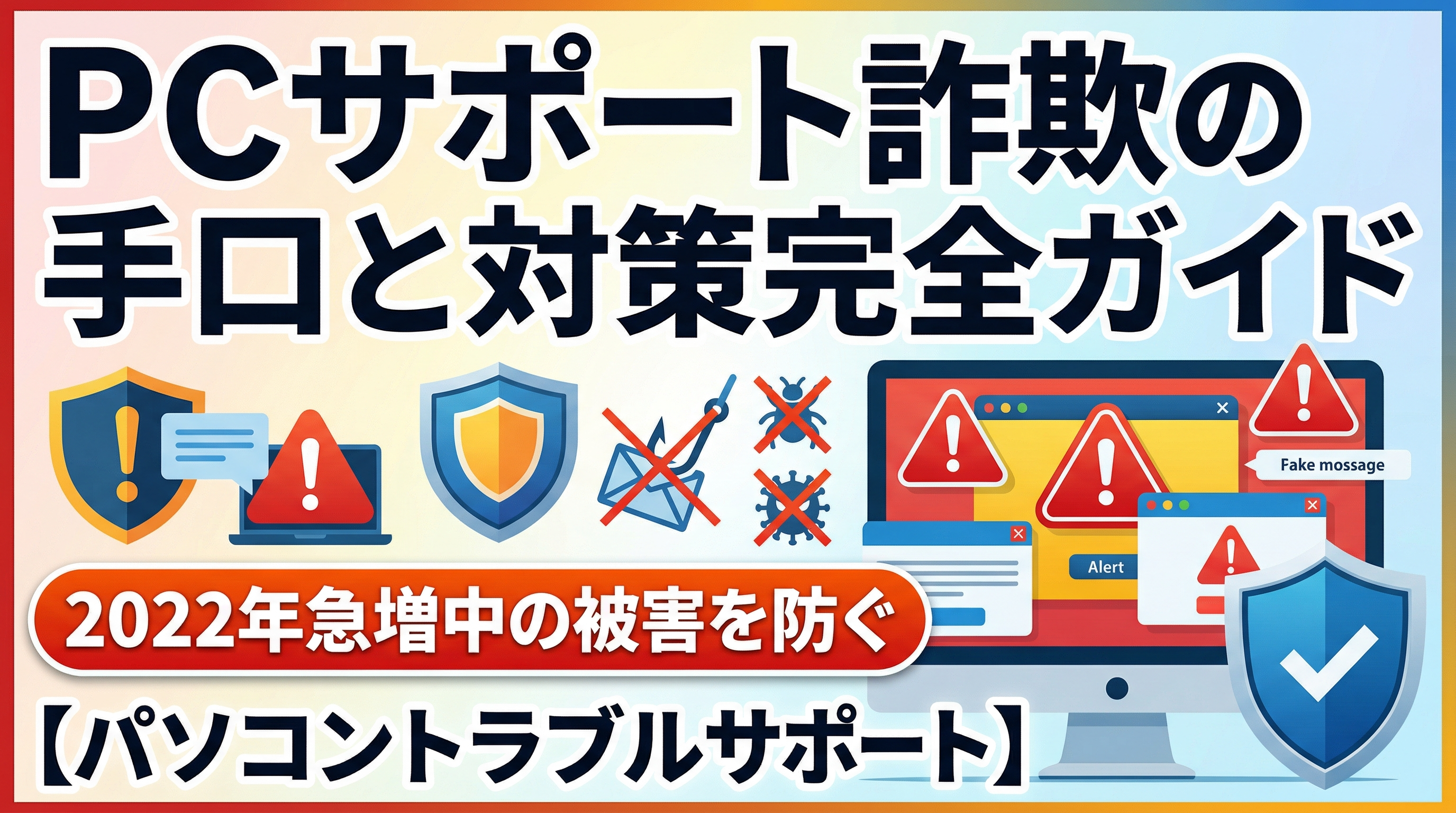 PCサポート詐欺の手口と対策完全ガイド｜2022年急増中の被害を防ぐ｜パソコントラブルサポート