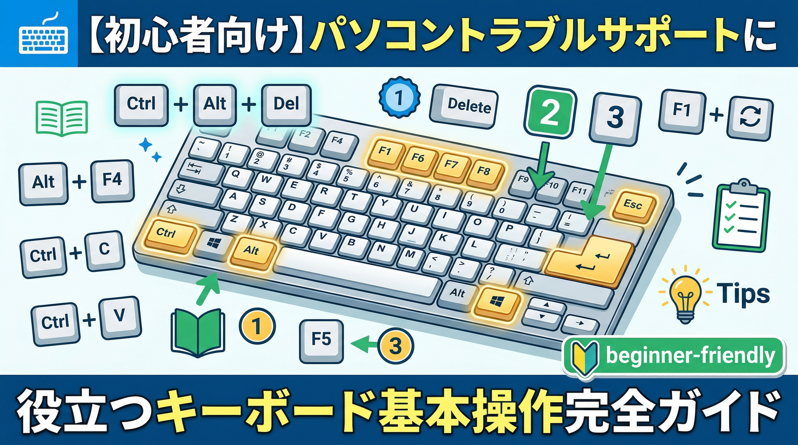 【初心者向け】パソコントラブルサポートに役立つキーボード基本操作完全ガイド