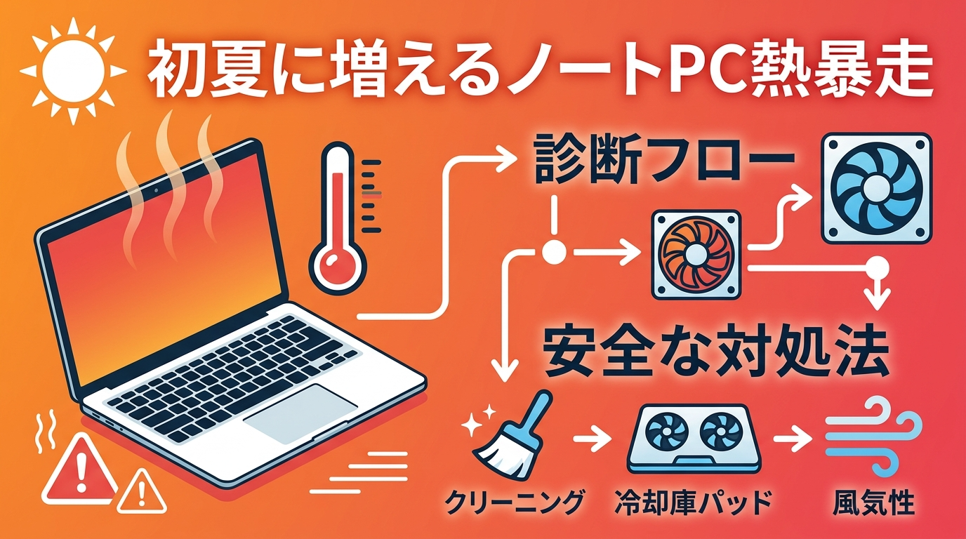 初夏に増えるノートPC熱暴走の診断フローと安全な対処法