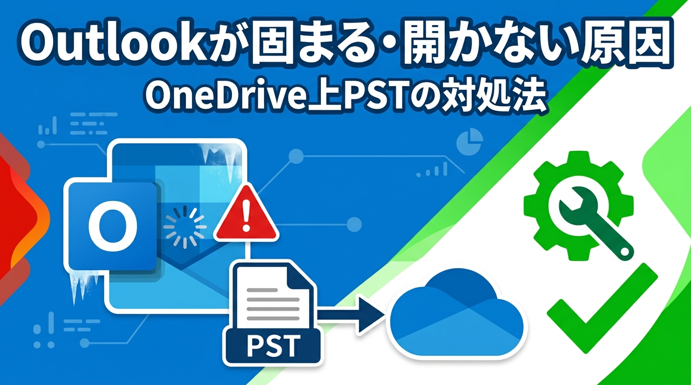 Outlookが固まる・開かない原因、OneDrive上PSTの対処法