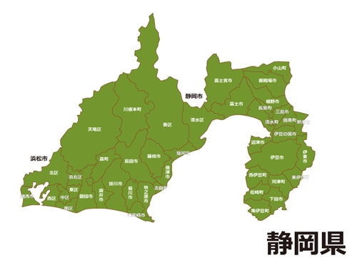 静岡県全域と浜松市の位置を示すMAP
