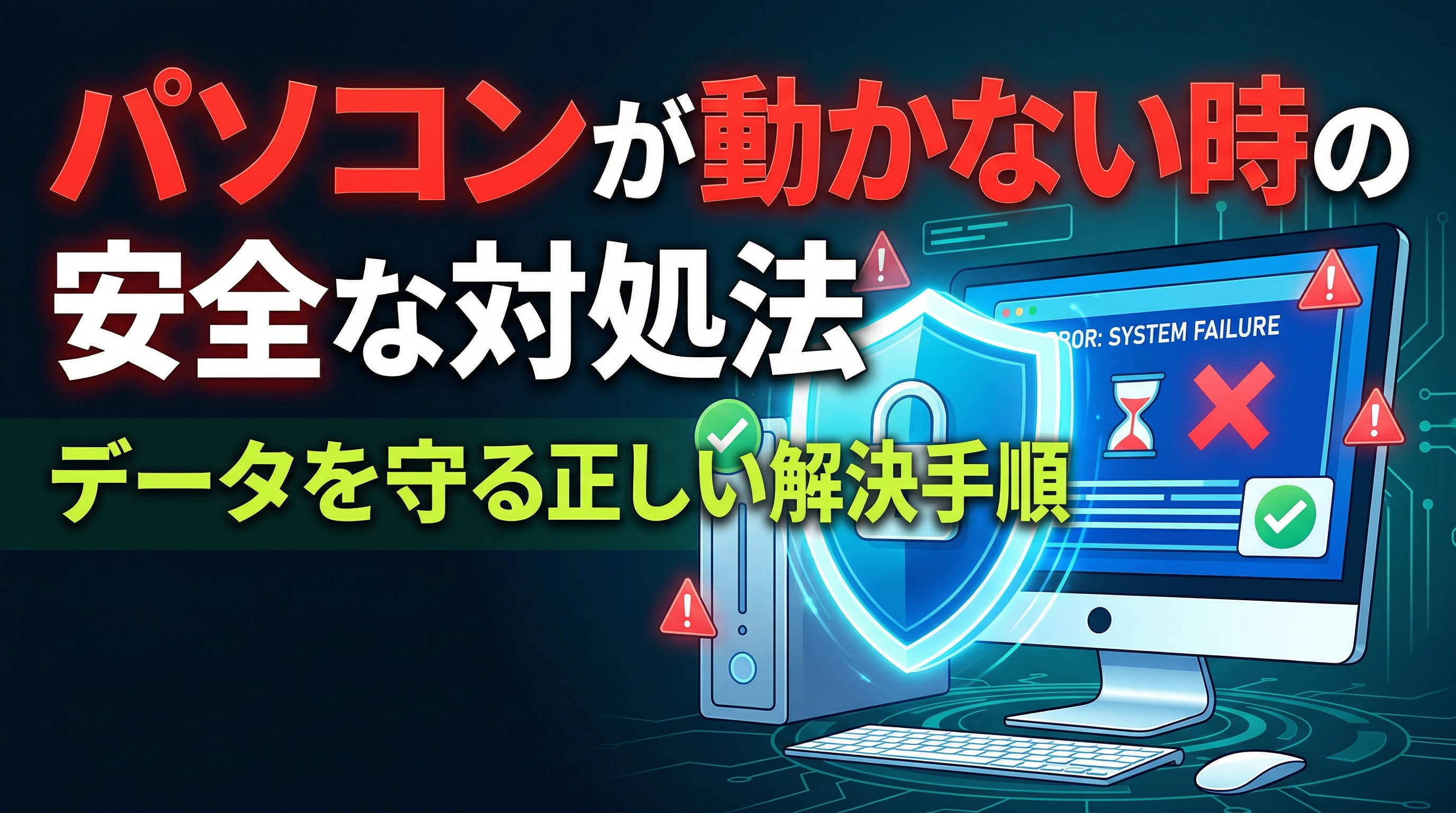 パソコンが動かない時の安全な対処法完全ガイド！データを守る正しい解決手順【パソコントラブルサポート】